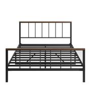 Black Metal Platform Bed frame with Headboard and Footboard,Sturdy Metal Frame,No Box Spring Needed,Queen