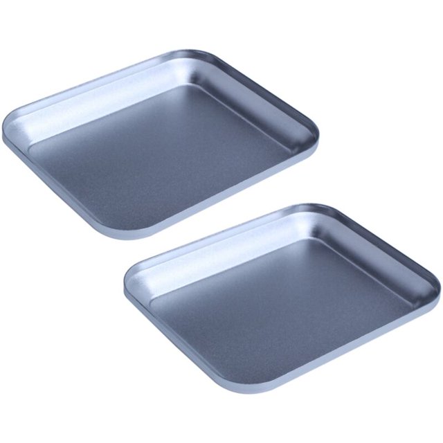 2X Bandeja de tornillos de aleación de aluminio útil con almohadilla magnética para herramienta de reparación de automóviles Plata