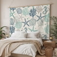 thumbnail image 3 of Blue Teal Coastal Large Tapestry for Bedroom Wall Hanging Tapestry,Summer Beach Starfish Coral Nautical Rustic Ceiling Backdrop Tapestries Poster Blanket Wall Decor for Living Room 86" x 104", 3 of 8