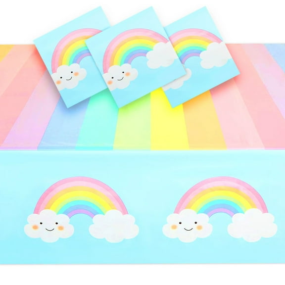 3 Pack Pastel Rainbow Tablecloth for Baby Shower Decorations, Unicorn Birthday Party (54 x 108 In)