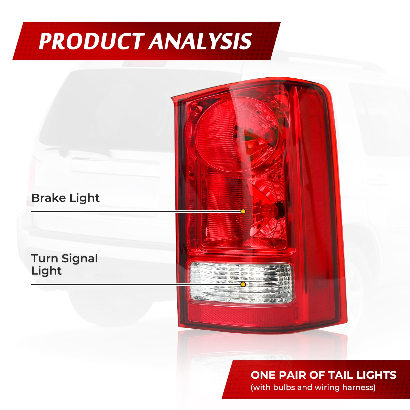 Right Passenger Side Tail Light Compatible With 2009-2015 Honda Pilot Rear Light Housing Brake Lamps Replaces 33550SZAA01 (Right Passenger Side)