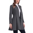 thumbnail image 4 of Abrigo de invierno para mujer INSPIRE CHIC, corte A, de manga larga, con botonadura simple, dobladillo peplum, largo, talla XL, gris oscuro, 4 of 6