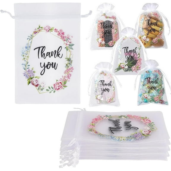 50 Pack 4x6 Inch Drawstring Gift Bags,Bexikou Premium Sheer Organza Bags,Wedding Favor Bags with Drawstring,Jewelry Gift Bags for Jewelry, Candy, Wedding Favors, Christmas