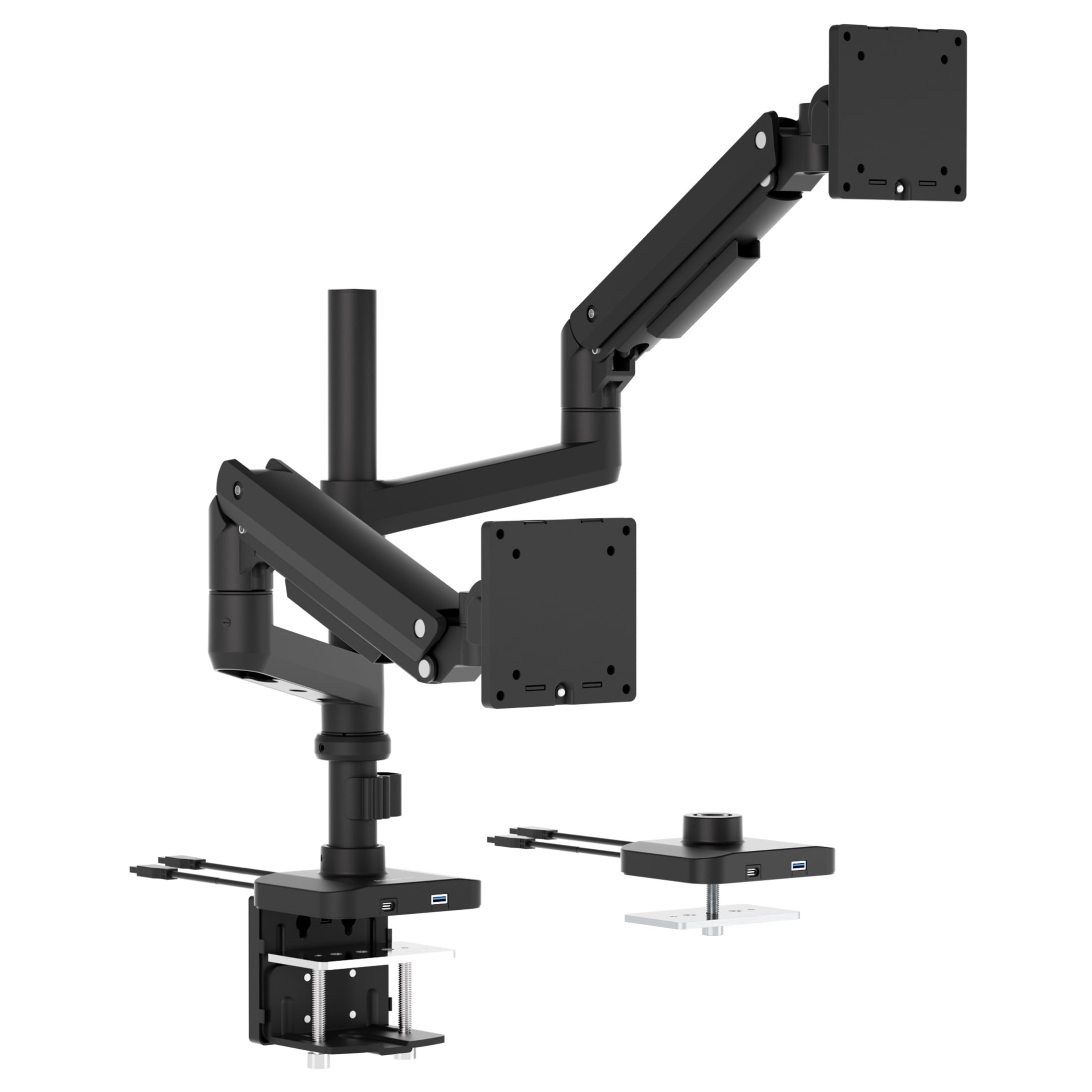 Heavy-Duty Dual Stacking Monitor Mount with Pole & Gas Spring Arms