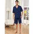 thumbnail image 4 of Vulcanodon Mens Pajama Set, Bamboo Viscose Button-up PJS for Men?Navy, Large?, 4 of 8