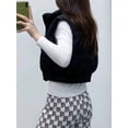 thumbnail image 6 of High Neck Zipper Cropped Puffer Vest Jacket Coat Black S, 6 of 8