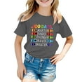 thumbnail image 1 of T-shirts Filles Retour à l'École Imprimé Col Rond Manches Courtes Décontractées Hauts Filles Gris 6-7 Ans, 1 of 4