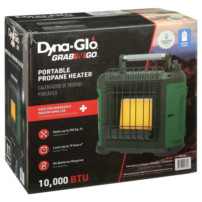DynaGlo Grab N Go 10000 BTU (LP) Propane Gas Portable Radiant Recreational  Heater - Walmart.com