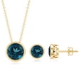 thumbnail image 4 of Rosec Jewels Natural London Blue Topaz Jewelry Set for Women - AAA Quality - Bezel Set Necklace and Earrings Set - Ready to Gift, 18K Yellow Gold, 4 of 8