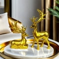 thumbnail image 4 of nvzhuang Christmas Reindeer Gold Figurines 2 Pcs Resin Deer Statues Table Decorations for Home, Office, 4 of 8