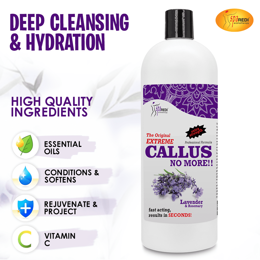 SPA REDI Callus Remover - Removes Toughest Calluses in Seconds and Smooths Dry Cracked Heels, Softens and Smooths Feet, Lavender & Rosemary - 32 Oz