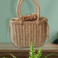 thumbnail image 4 of Bolso de paja de moda tejido a mano para mujer, ideal para vacaciones, playa y fiestas. Caqui, 4 of 6