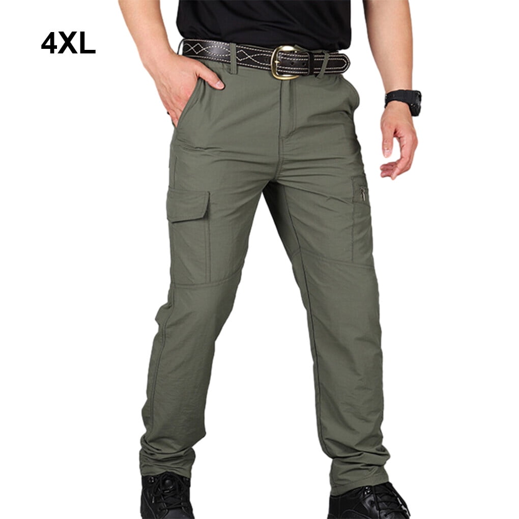 facefd Multi Pocket Hommes Cargo Pantalon Ete Grande Taille Respirant Sechage Rapide Impermeable Pantalons de Vetements de Sport Legers Salopettes