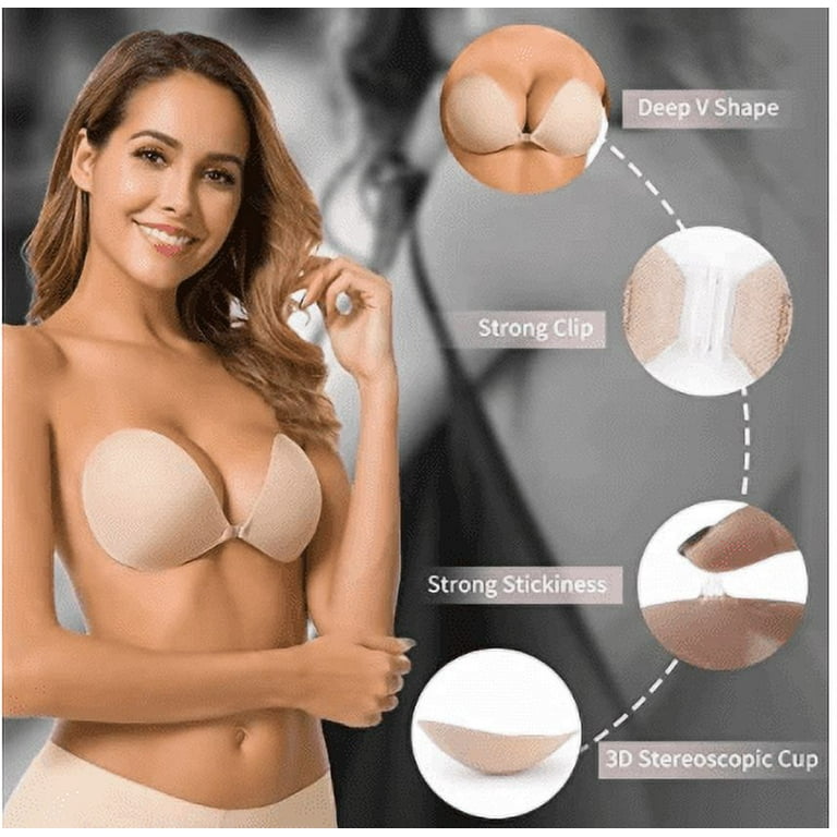  GTETKDE Strapless Backless Invisible Sticky Bra for Women,  Breast Lift Tape Reusable Push Up Adhesive Bra Lift up Nipple Covers  2M(047NudeBlack) : Clothing, Shoes & Jewelry