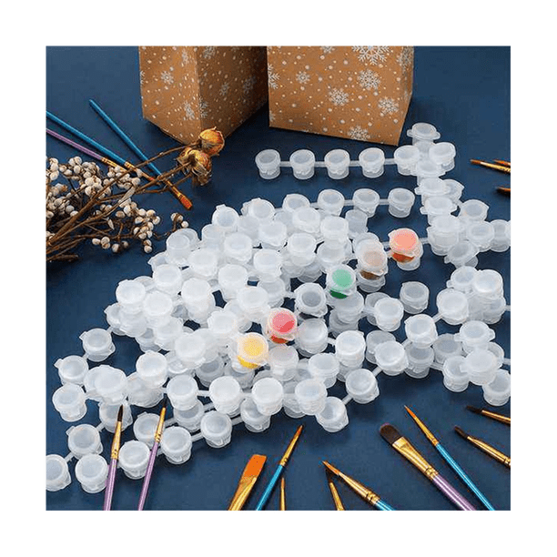 Caffox Lot de 240 pots de peinture vides, 40 bandes de conteneurs de peinture acrylique mini avec couvercles pour la classe, l'école, les arts et l'artisanat (3 ml / 0,1 oz) (A