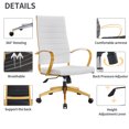 thumbnail image 5 of CAROCC High Back Executive Office Chair with Armrest Adjustable Swivel Chair Brown Leather Office Chair Modern Gold Office Chair Ergonomic Desk Chair for Extra Back & Lumbar Support, 5 of 8