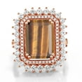 thumbnail image 2 of Gem Stone King 7.10 Ct Emerald Cut Brown Tiger Eye 18K Rose Gold Plated Silver Ring, 2 of 5