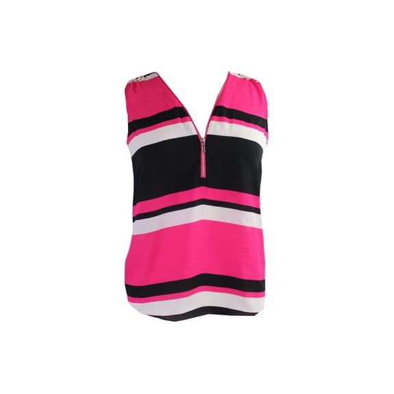 Inc International Concepts Womens Fuchsia Front-Zip Colorblocked Blouse 0