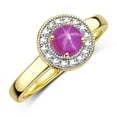 thumbnail image 4 of RYLOS Rings for Women 14K Gold Plated Silver Halo Birthstone Ring with Round 4MM Gemstone &  Diamonds July Star Ruby Jewelry Size 9, 4 of 8