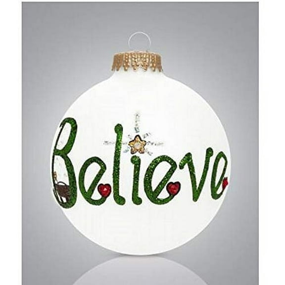 BELIEVE Glass Ball Christmas Tree Ornament Made in USA New