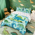 thumbnail image 2 of Manfei Dinosaur Wildlife Queen Comforter Set,Retro Ocean Wave Island Comforter Sets Queen,Blue Green,Polkadot Reversible,3-Piece,1 Comforter and 2 Pillowcases, 2 of 7