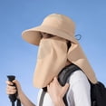 thumbnail image 2 of Audhol Hats for Women Sun Hat Sun Wide Brim Bucket Hat Foldable Outdoor Baseball Cap With Shawl Hat Khaki One Size, 2 of 4
