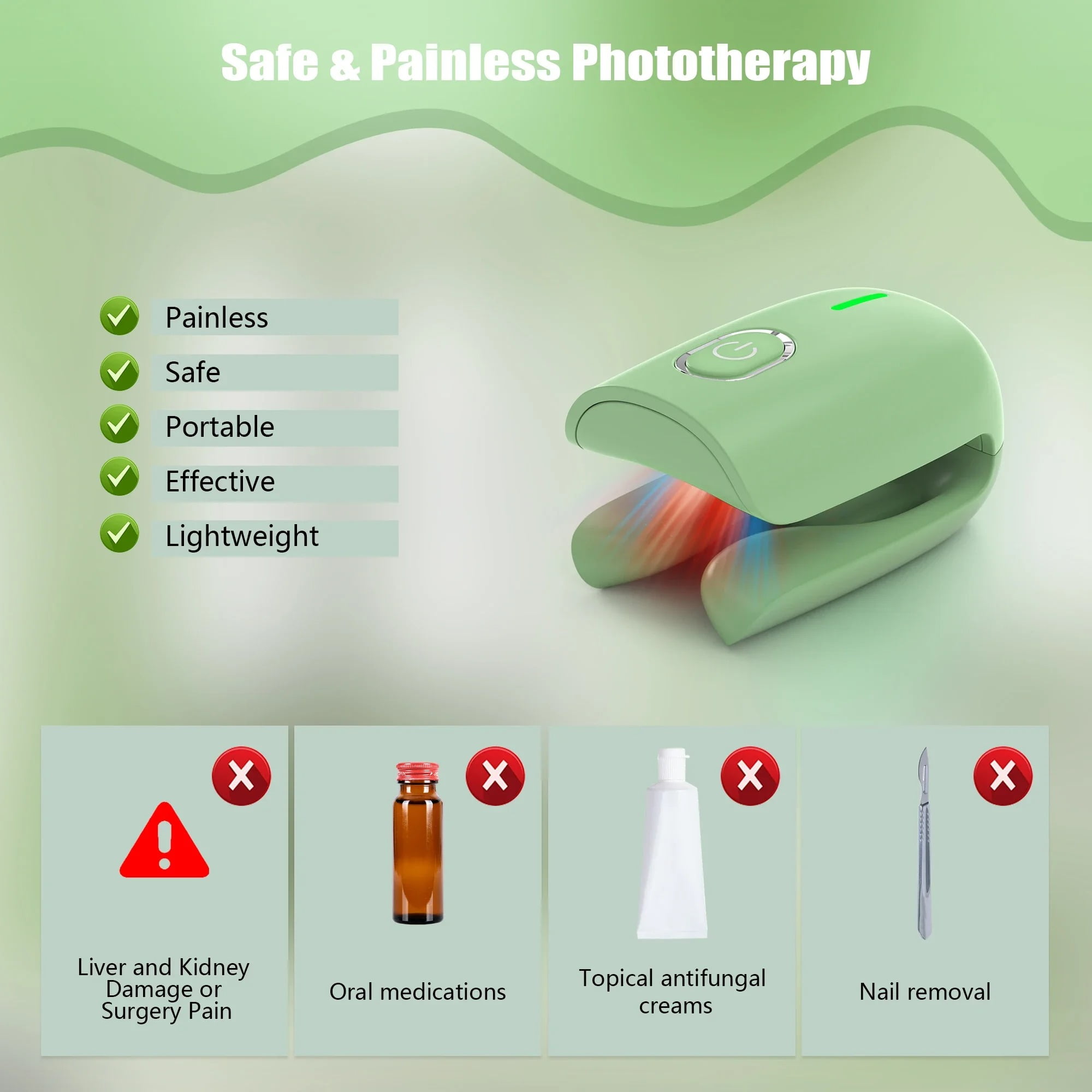 Yiget Nail Fungus Laser Device 6 colors Foot Care Devices Fungal Nail Laser Device Onychomycosis Care 470nm 660nm 905nm Infrared