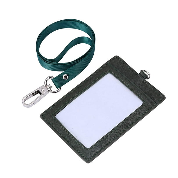 Genuine Leather 2Sided ID Badge Holder with Lanyard, Card Holder