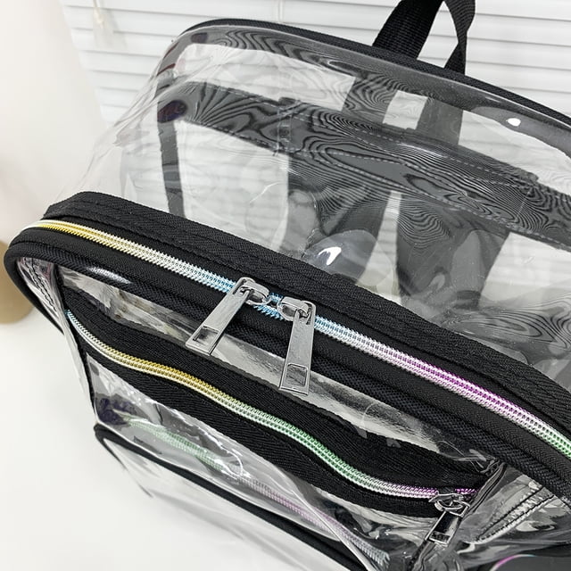 Mochila de PVC transparente de verano, mochilas escolares simples de moda para adolescentes (negro)
