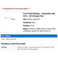 thumbnail image 2 of Front Grille Molding - Compatible with 2016 - 2018 Honda Pilot 2017, 2 of 2