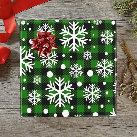 Christmas Wrapping Paper | Premium Holiday Gift Wrap | Green Buffalo 58" x 23" (1–5 Rolls) - 1 Roll