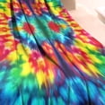 thumbnail image 3 of Vibrant Tie Dye Symmetry Blanket,Comfortable Soft Flannel Throw Blanket,All Season,Warm Lightweight Blankets for Sofa Bed Couch Living Room Chair,60"x80", 3 of 4
