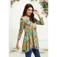thumbnail image 5 of ENMAIN Womens 3/4 Sleeve Tunic Tops Yellow Floral Printed Shirts Plus Size Blouses Loose Fit Tops XL, 5 of 8