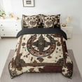 thumbnail image 3 of Manfei Cow Hide Print 7-Piece Twin Bedding Sets,Retro Western Horseshoe Bedding Comforter Set,Rustic Farmhouse Cabin Sheet Sets For Adults,Microfiber Bedroom Decor Reversible, 3 of 9