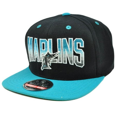 Flat Bill Baseball - MLB American Needle Retro Snapback Hat Cap Hayes Flat Bill Wool Florida Marlins