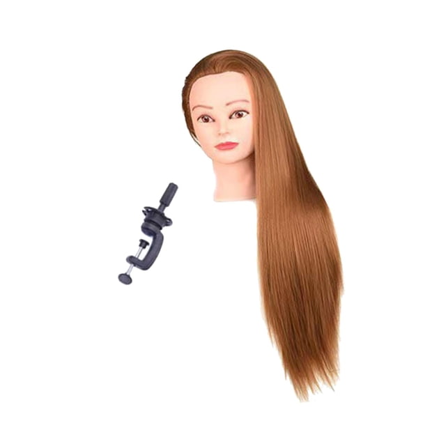 Cabeza de maniquí de 23,6 pulgadas para entrenamiento de peinado, corte y lavado de cabello. dorado con maquillaje