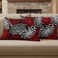thumbnail image 4 of Set of 2 Floral Pattern Pillow Covers 12x20 Inch, Outline White Red Chrysanthemum Graphic Decorative Throw Pillow Cases Cotton Cushion Covers for Sofa Couch Bed Living Room Bedroom Home Decor, 4 of 9