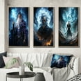 thumbnail image 1 of Designart "Powerful Wizard Magic s Mastery" Superheros Framed Wall Art Set Of 3 - Blue Superheros Frame Gallery Set For Office Decor, 1 of 6