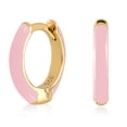 thumbnail image 4 of Gold Plated Light Pink Enamel Huggie Hoop Earrings for Women, 4 of 5