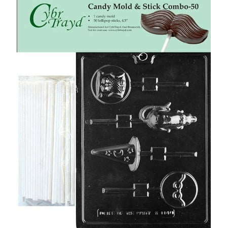 Harry London Chocolates - Cybrtrayd 45St50-K114 Harry The Wizard Assorted Lolly Chocolate Candy Mold with 50 Cybrtrayd 4.5