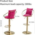 thumbnail image 4 of Woven Velvet Swivel Bar Stools 360° Adjustable Height Counter Stools, Low Back Kitchen Island Chairs for Pub, Dining & Home Decor (Rose Red, Set of 2), 4 of 7