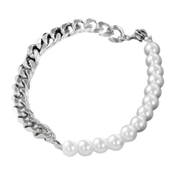 Collar Zulema de media perla cadena para hombre