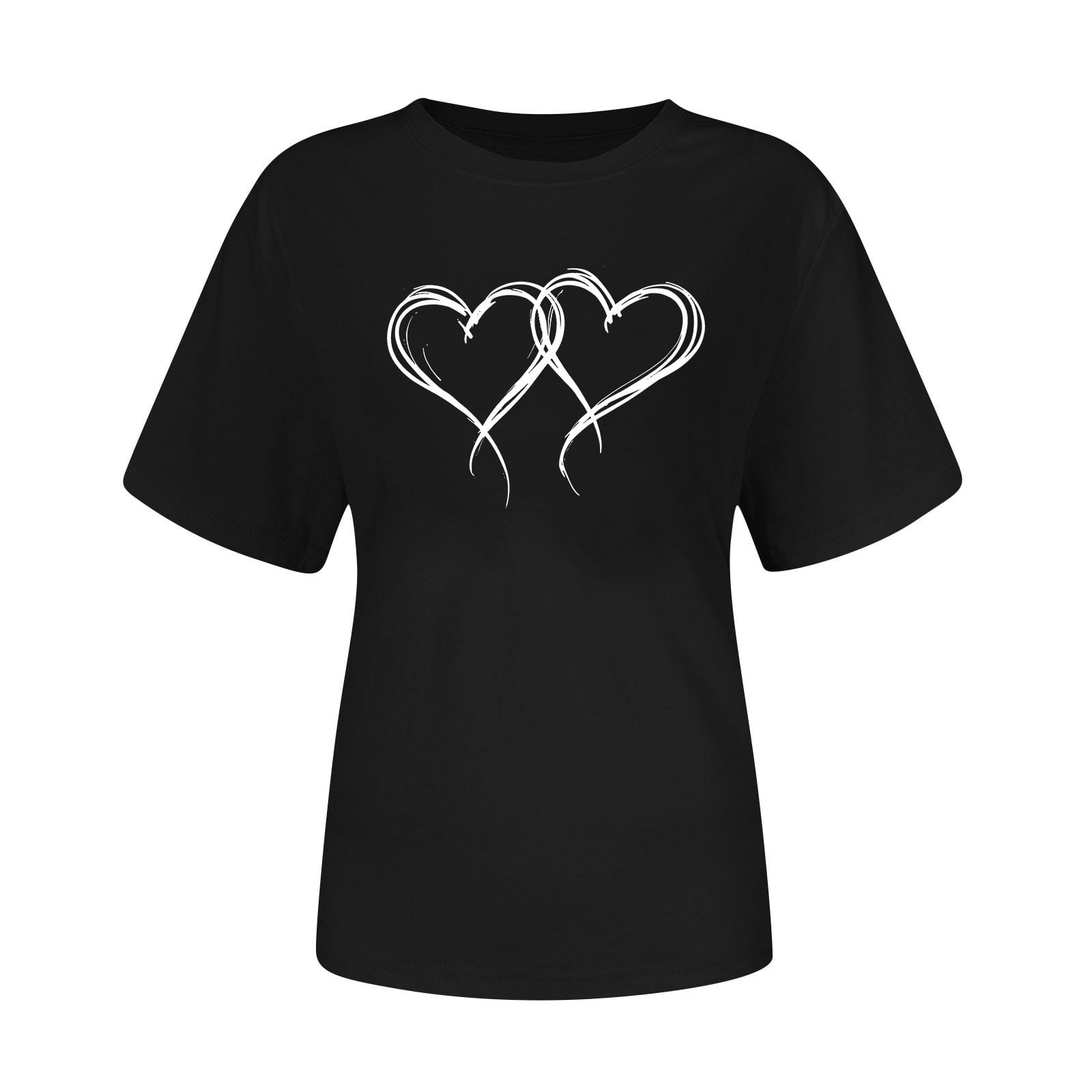 Zwiiyzr Womens Valentines Day Themed Print T-Shirt Short Sleeve