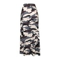 thumbnail image 4 of QENGING Summer Skirts for Women Flare Camouflage Print Zipper Slit Elastic Stretchy High Waisted Maxi Skirt Casual, 4 of 9