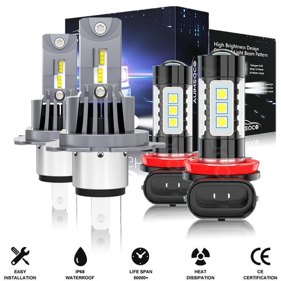 LED Headlights Bulbs Fog Lights Kit For Toyota Yaris 2006-2017 H4 High/Low Beam H11 Fog Light 4 Pack