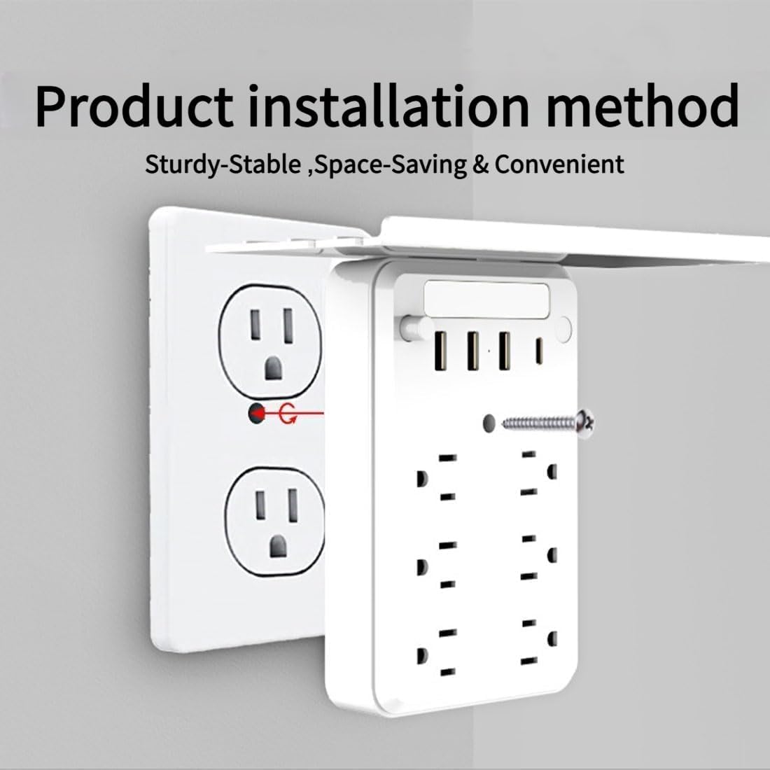 Wall Outlet Extender with Shelf Night Light, 2025 New Multi-Plug Outlet Splitter with Detachable Mobile Storage Rack with USB Ports