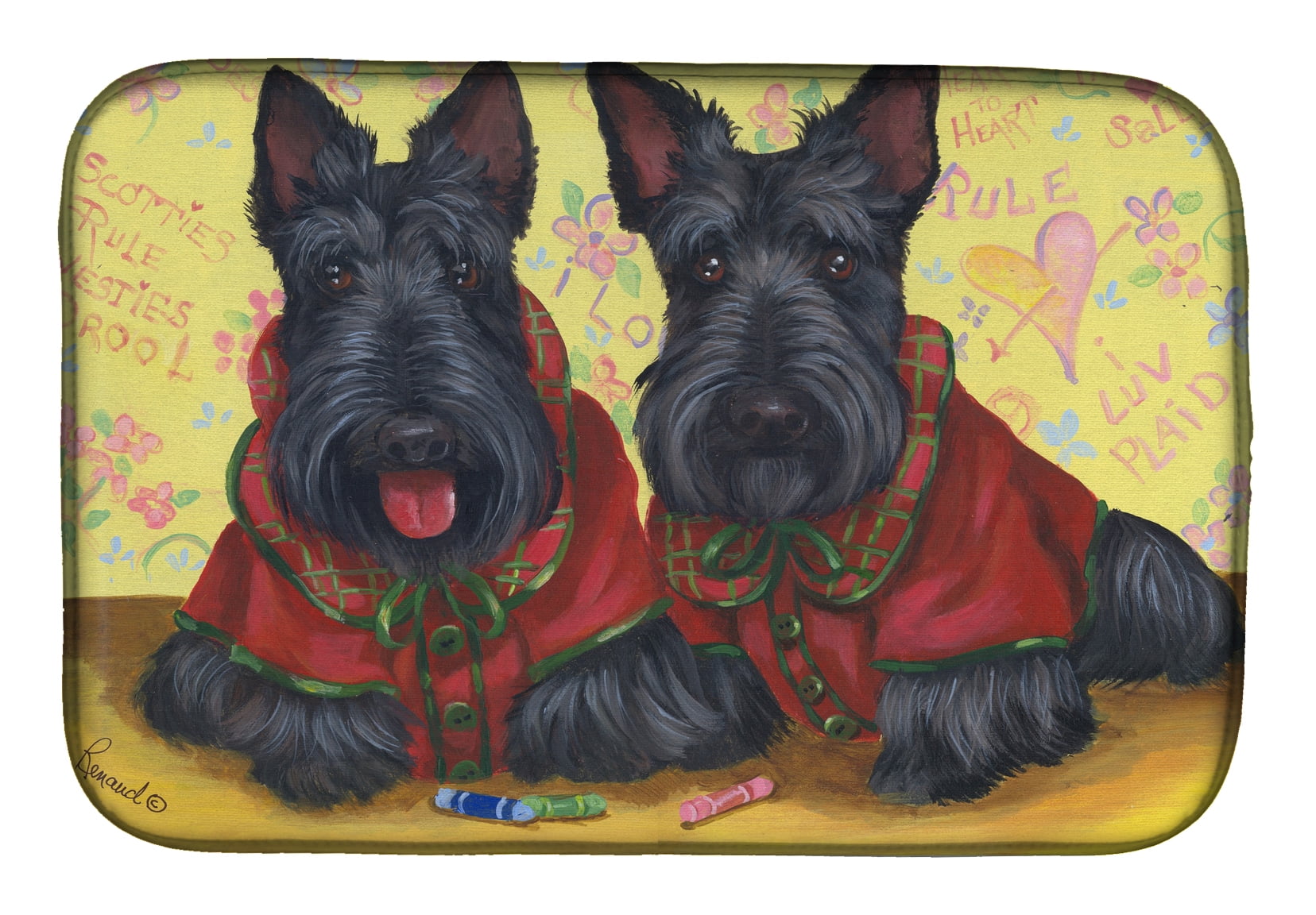Scottish Terrier Scotties Rule Dish Drying Mat
