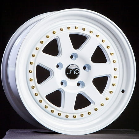 For 17x9 inch (1 Single Wheel Only) JNC Wheels - 17" JNC048 White with Gold Rivet Rim - 5x114.3 JNC Wheels-21382586438