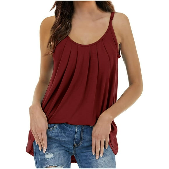 Levmjia Women's Spaghetti Strap Tank Tops Summer Fashion Casual Sleeveless Round Neck Solid Tank Tops for Women 2024