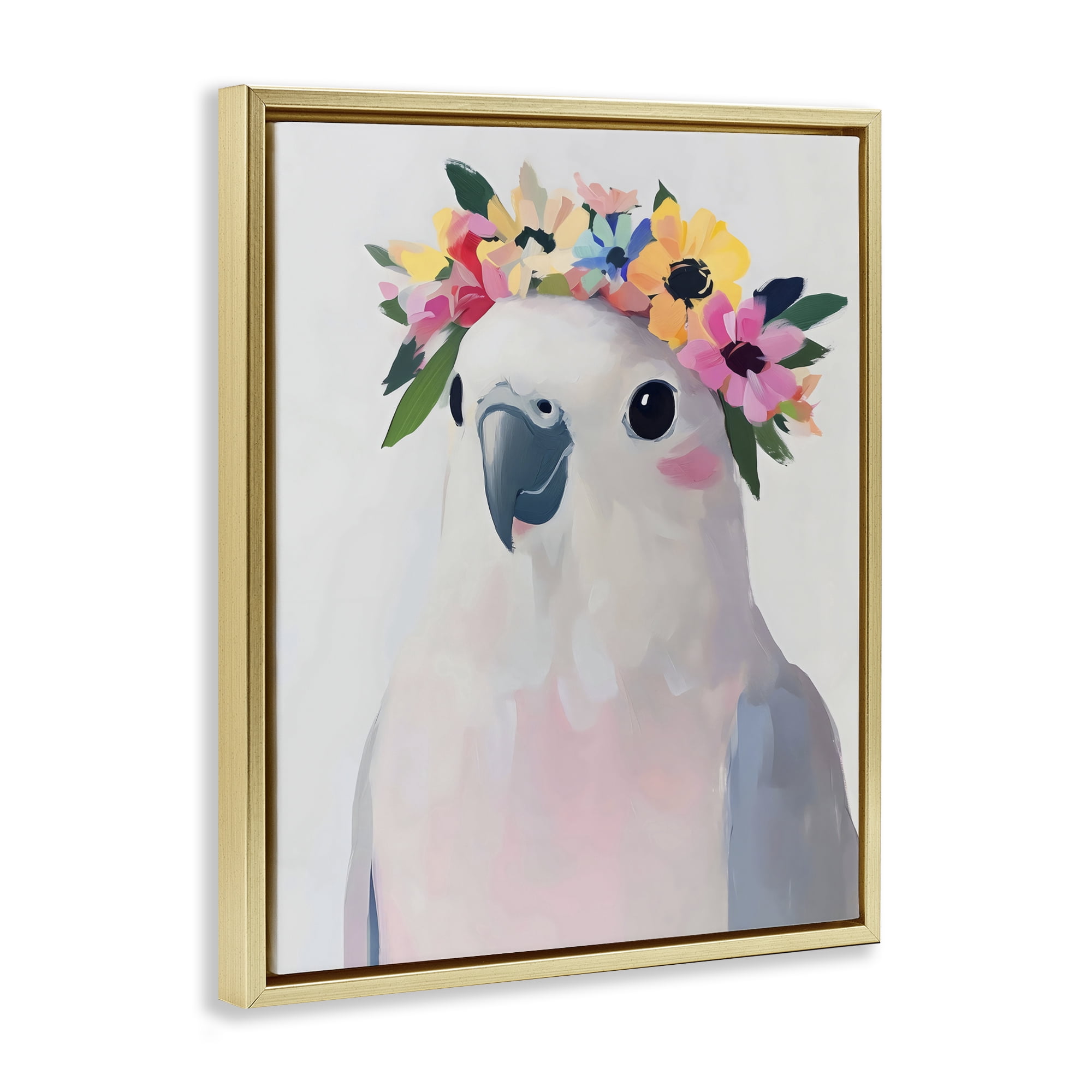 Stupell Industries Flower Crown Dove Gold Framed Floater Canvas Wall Art, design by The Prints Vibe